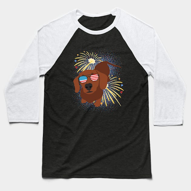 Cool Dog USA flag Patriotic 4th July independence day coolest shirt for july forth Baseball T-Shirt by BoogieCreates